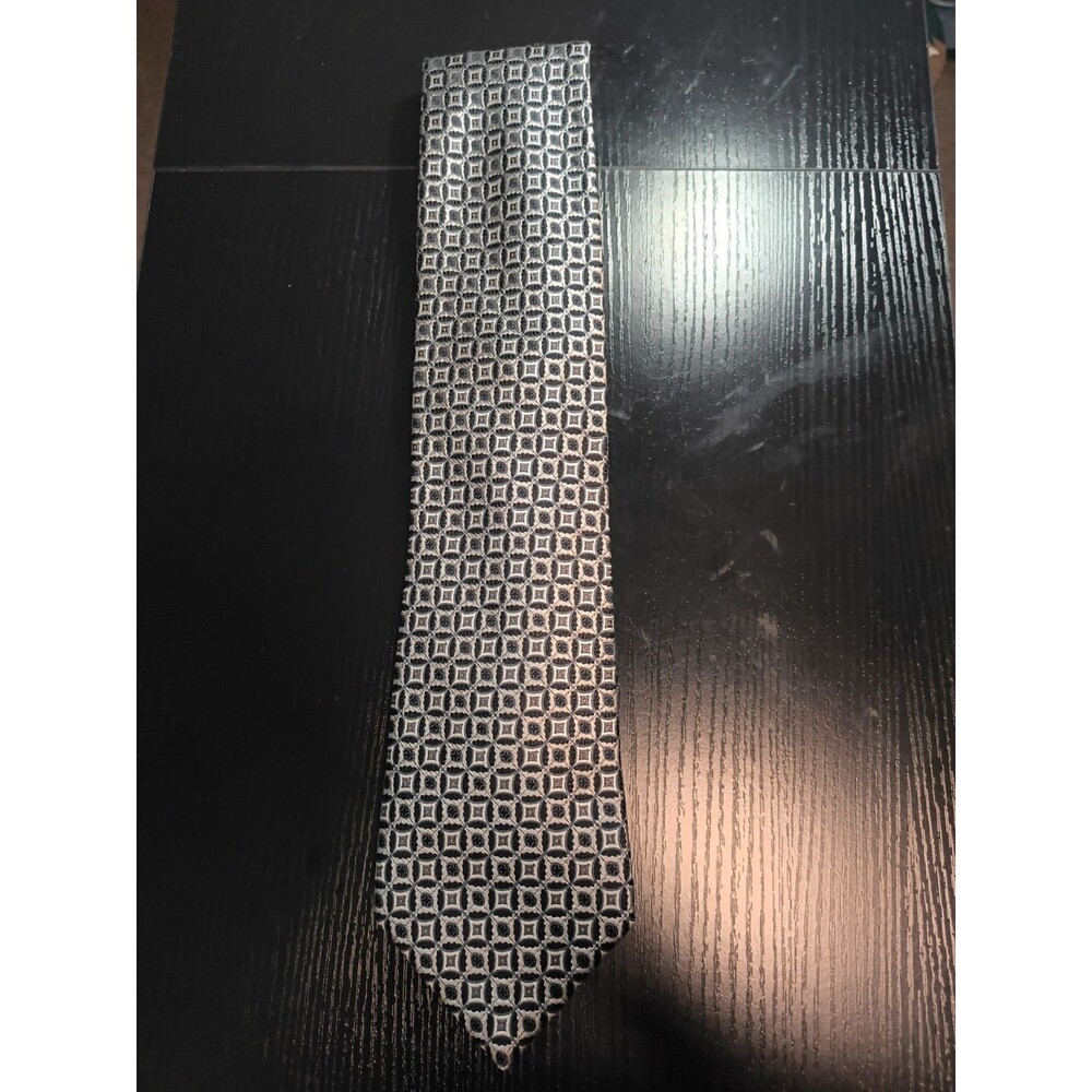 NWT JOS A BANK Silk Tie Blue/Silver Geometric Designer Mens Necktie